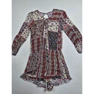 American Eagle Outfitters Boho Floral Paisley Long Sleeve Tie Back Romper S